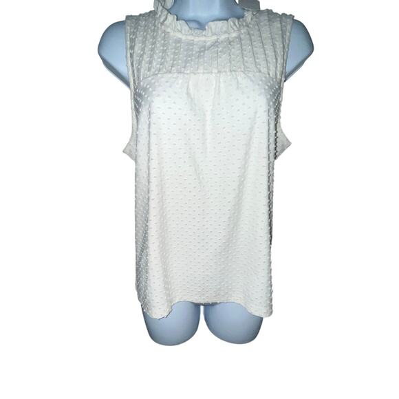 J Crew Tops - NWT J.Crew Swiss Dot Smocked Neck Tank – Ivory (Size Small)